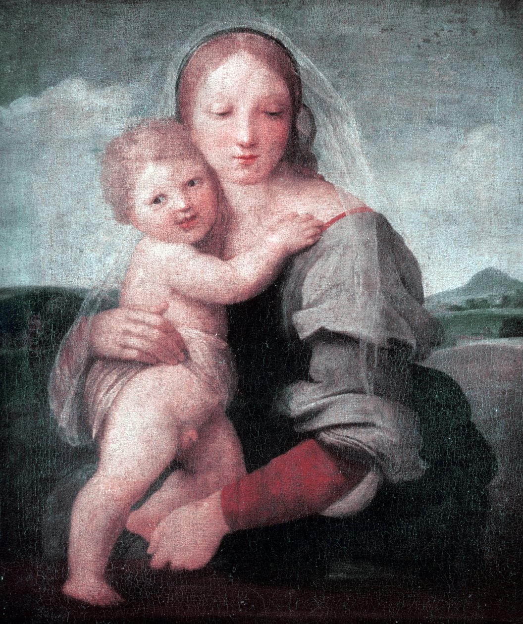Madonnan och barnet (Madonne of the tower) 1509-1511 (olja på duk) av Raphael