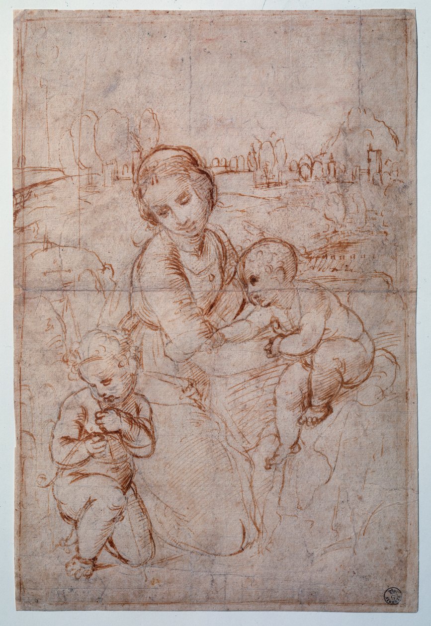 The Virgin of Prince Esterhazy Study - Ritning, c.1507-1508 av Raphael