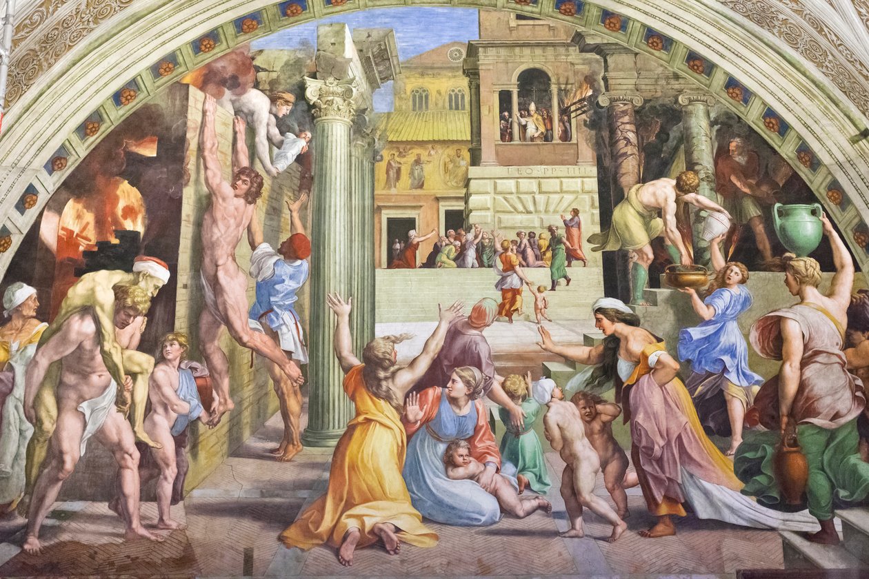 Branden i borgo, ca 1501-1520 (fresk) av Raphael (1483 1520)