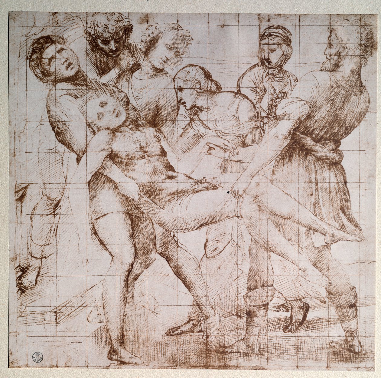 Studiedepositionen för altartavlan Baglioni - teckning, c.1507 av Raphael