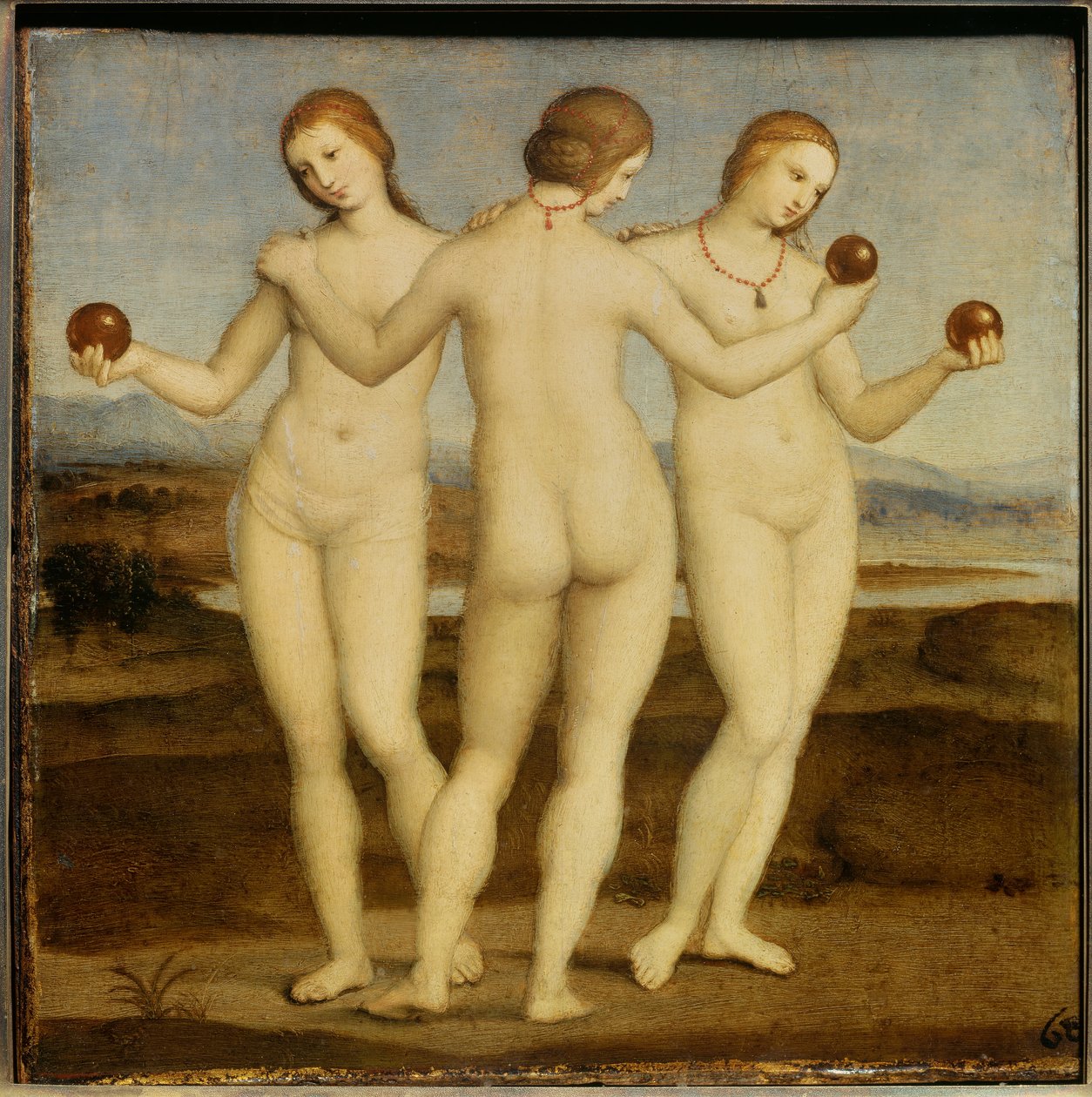 De tre nåderna Målning av Raffaello Sanzio dit Raphael (1483-1520). 1504-1505. Chantilly. Conde Museum. av Raphael