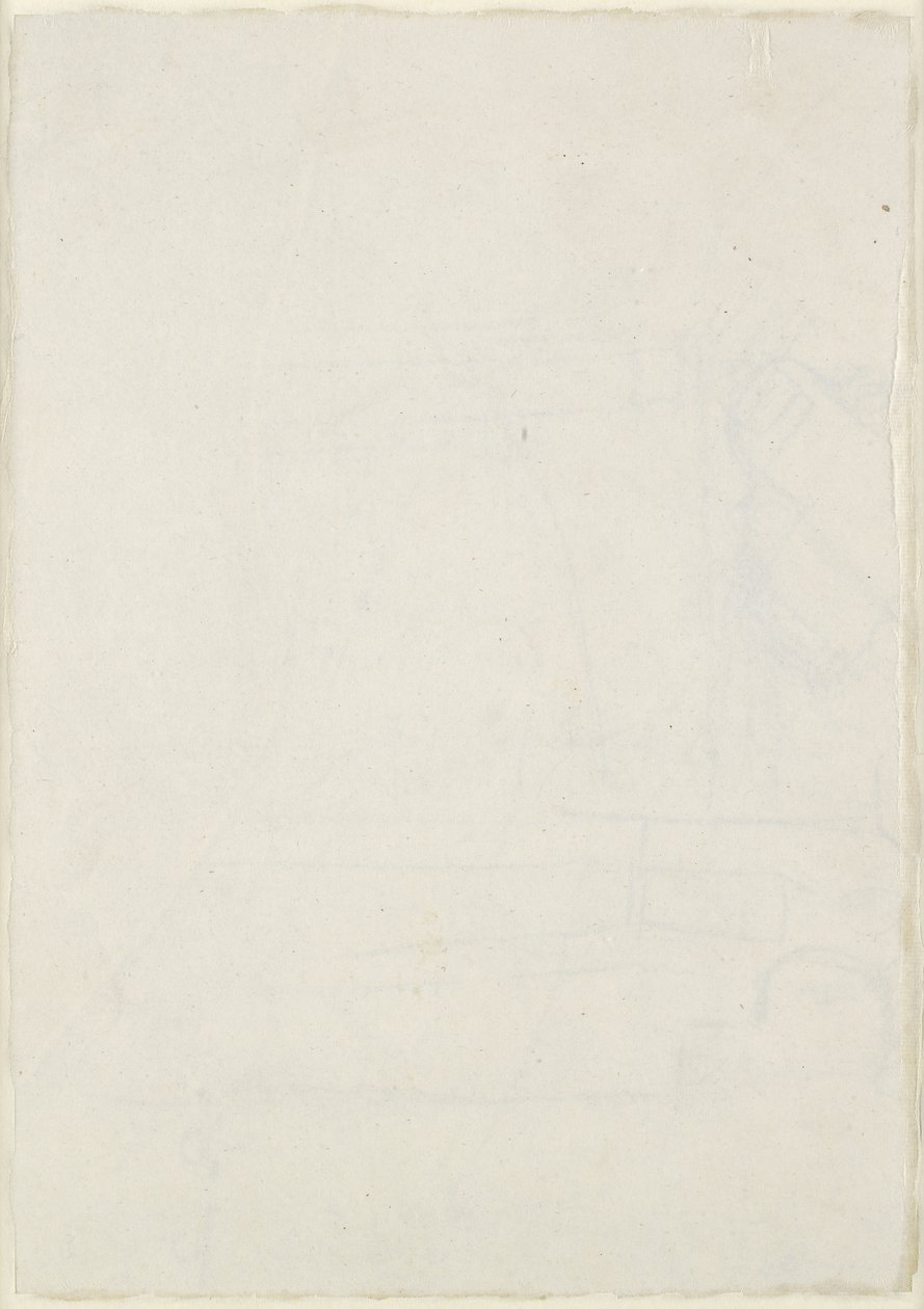 Verso: Små arkitektoniska teckningar inklusive en korsformad grundplan, WA1846.160 (penna & brunt bläck över blind penna, några spår av bly eller krita) av Raphael