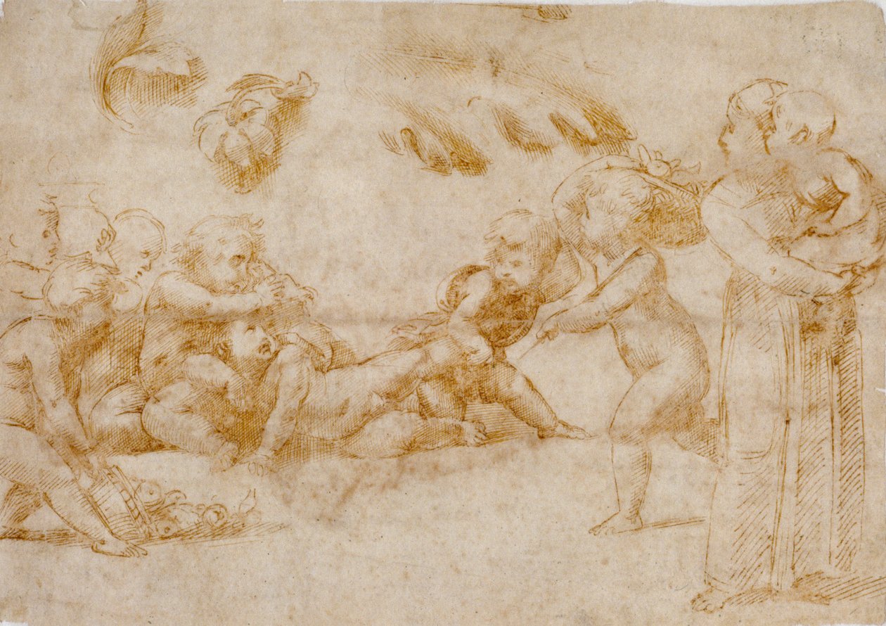 Amorini på spel, c1500-1520 av Raphael