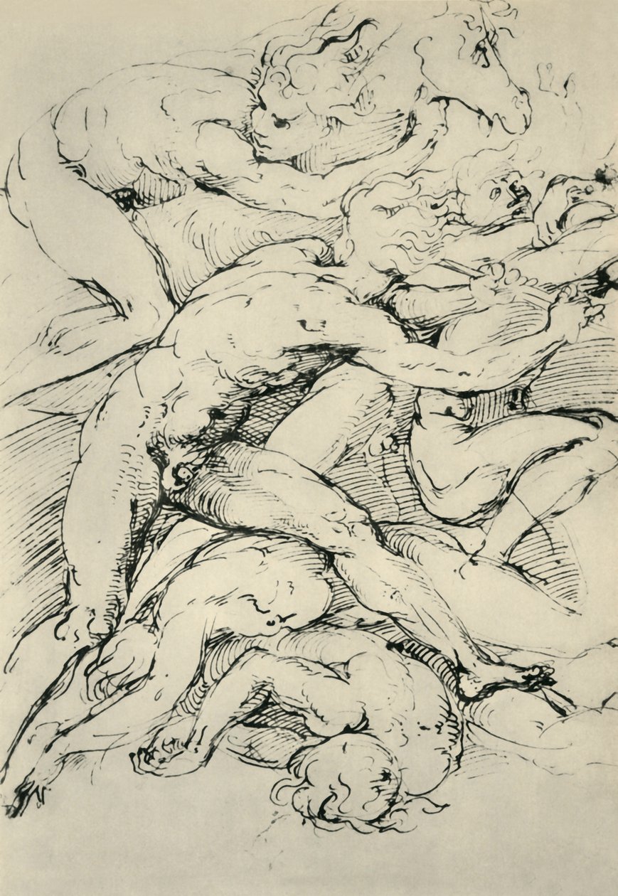 Stridsscenen, tidigt 1500-tal, 1943. av Raffaello Sanzio Raphael