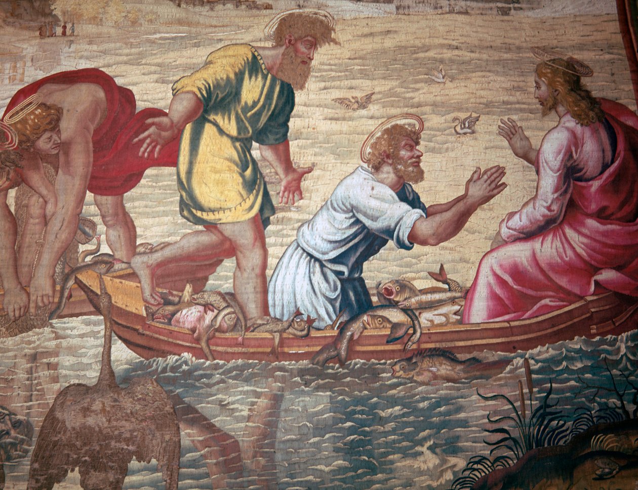 Tecknad film av det mirakulösa draget av fiskar, 1400-talet av Raphael