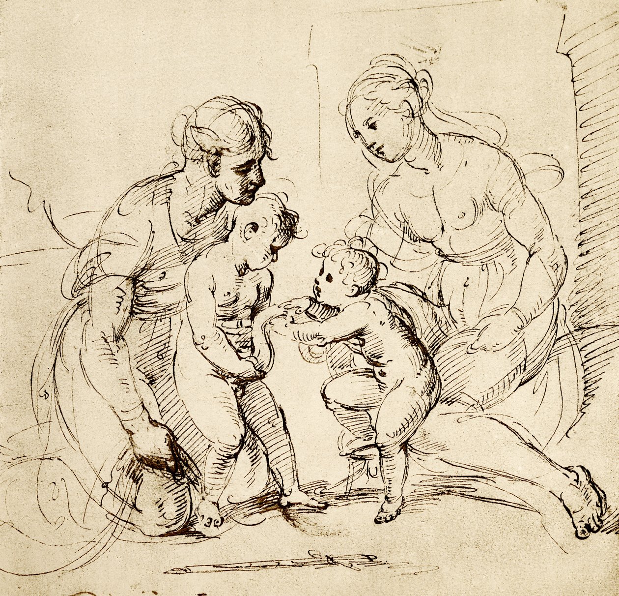Design för den heliga familjen från Canigiani-huset i München av Raffaello Sanzio Raphael