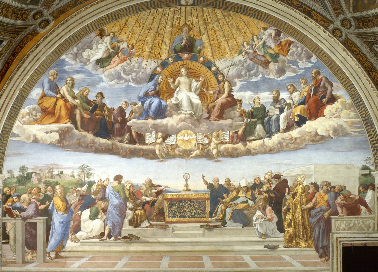 Disputation om det heliga sakramentet av Raphael