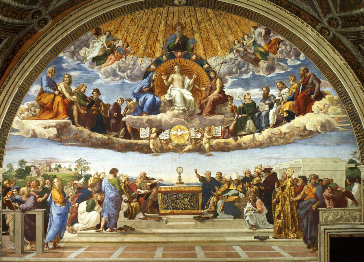 Disputation av det heliga sakramentet Sakramentets disputation, 1509-1510. av Raffaello Sanzio Raphael
