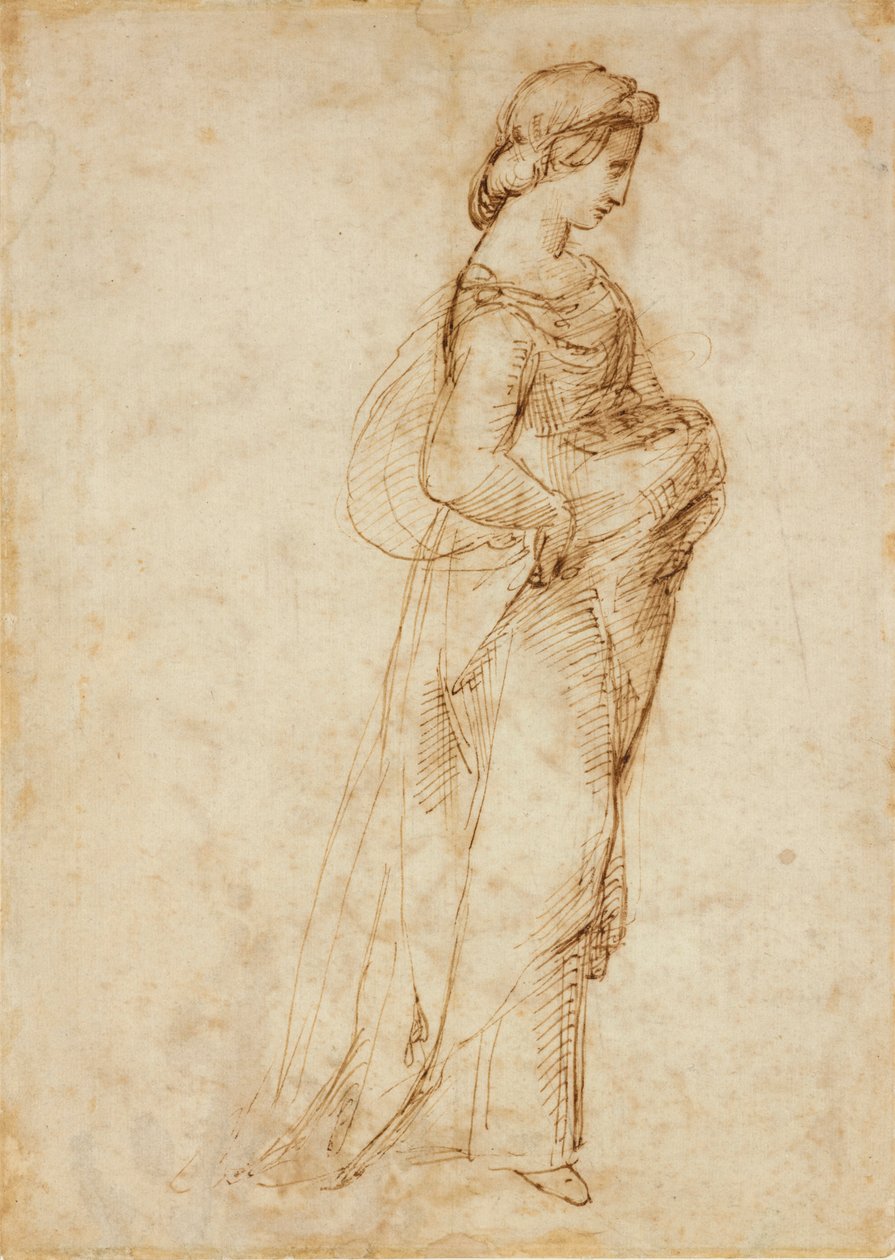 Kvinnlig figur som går till höger, c1500-1520 av Raphael