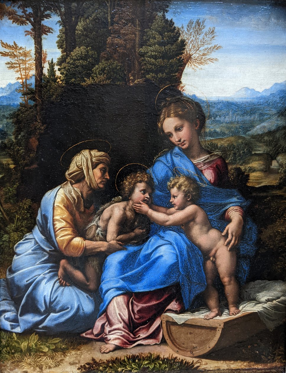 Franska:  La Petite Sainte Famille Den heliga familjen med den heliga Elisabet och Johannesbarnet av Raphael