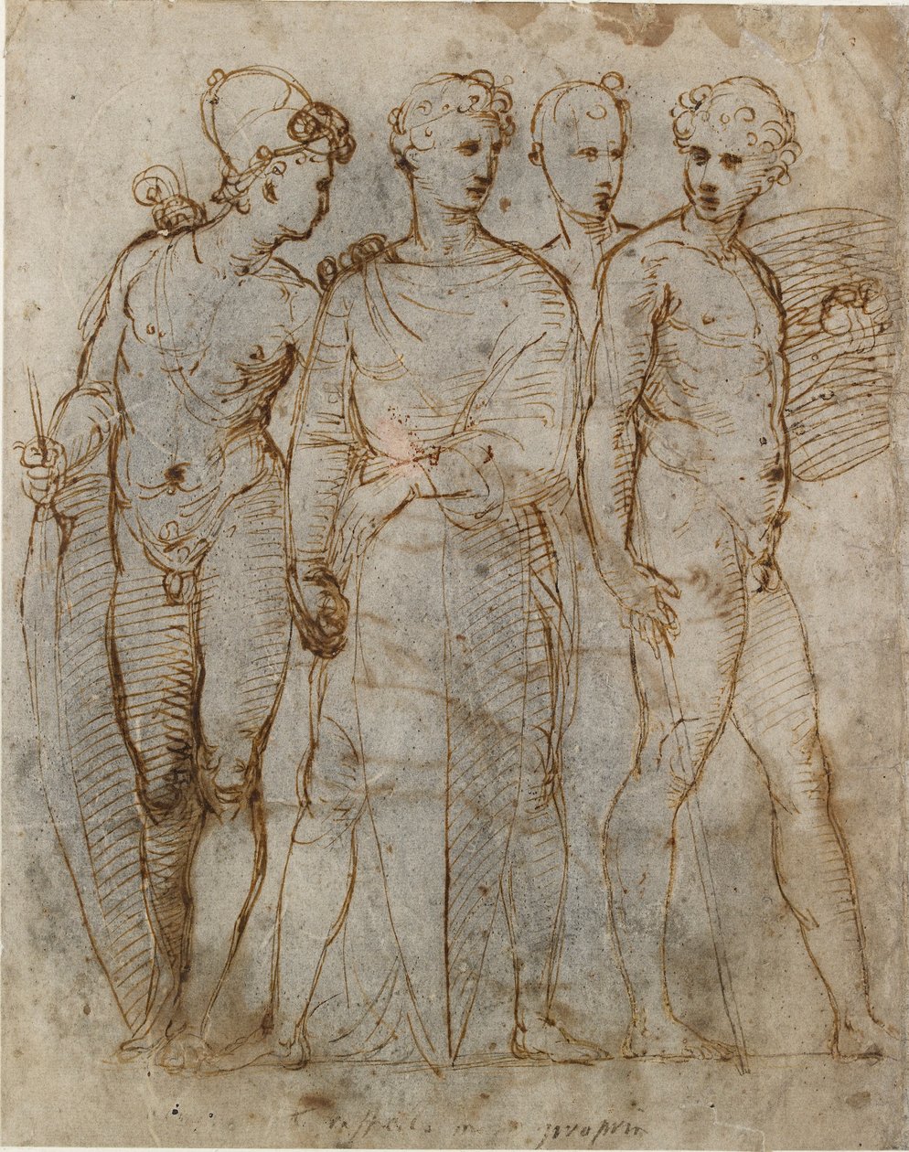 Grupp av krigare Donatellos St George vid Orsanmichele i centrum, tidigt 1500-tal av Raphael