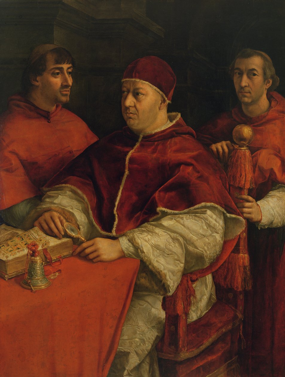 Leo X med kardinalerna Giulio de Medici och Luigi de Rossi, 1517-18 av Raffaello Sanzio Raphael