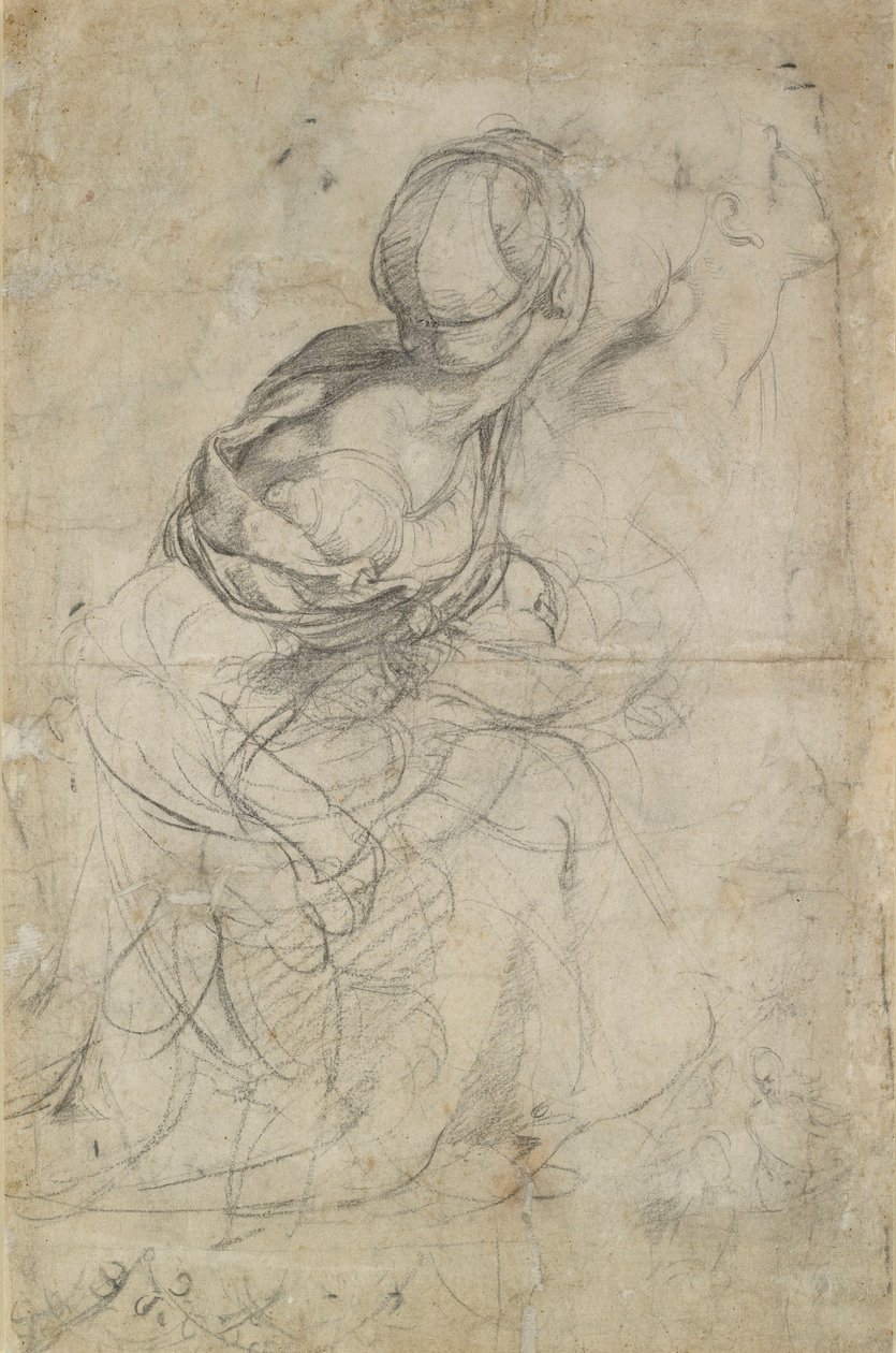 Studier för två knästående kvinnor, c1500-1520 av Raphael