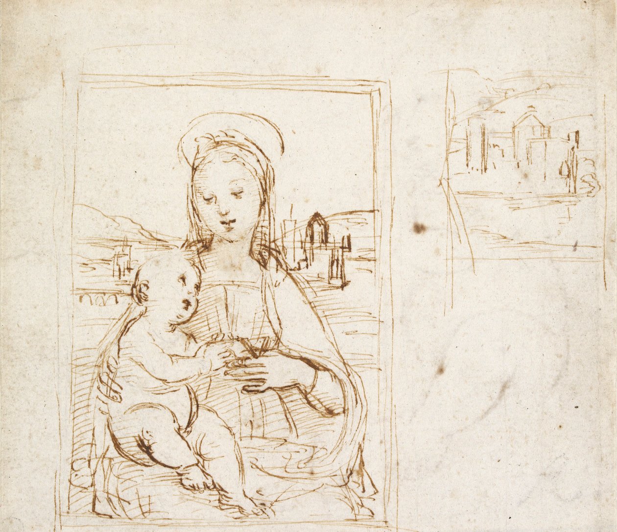 Studie för en bild av jungfrun och barnet, c1500-1504 av Raphael