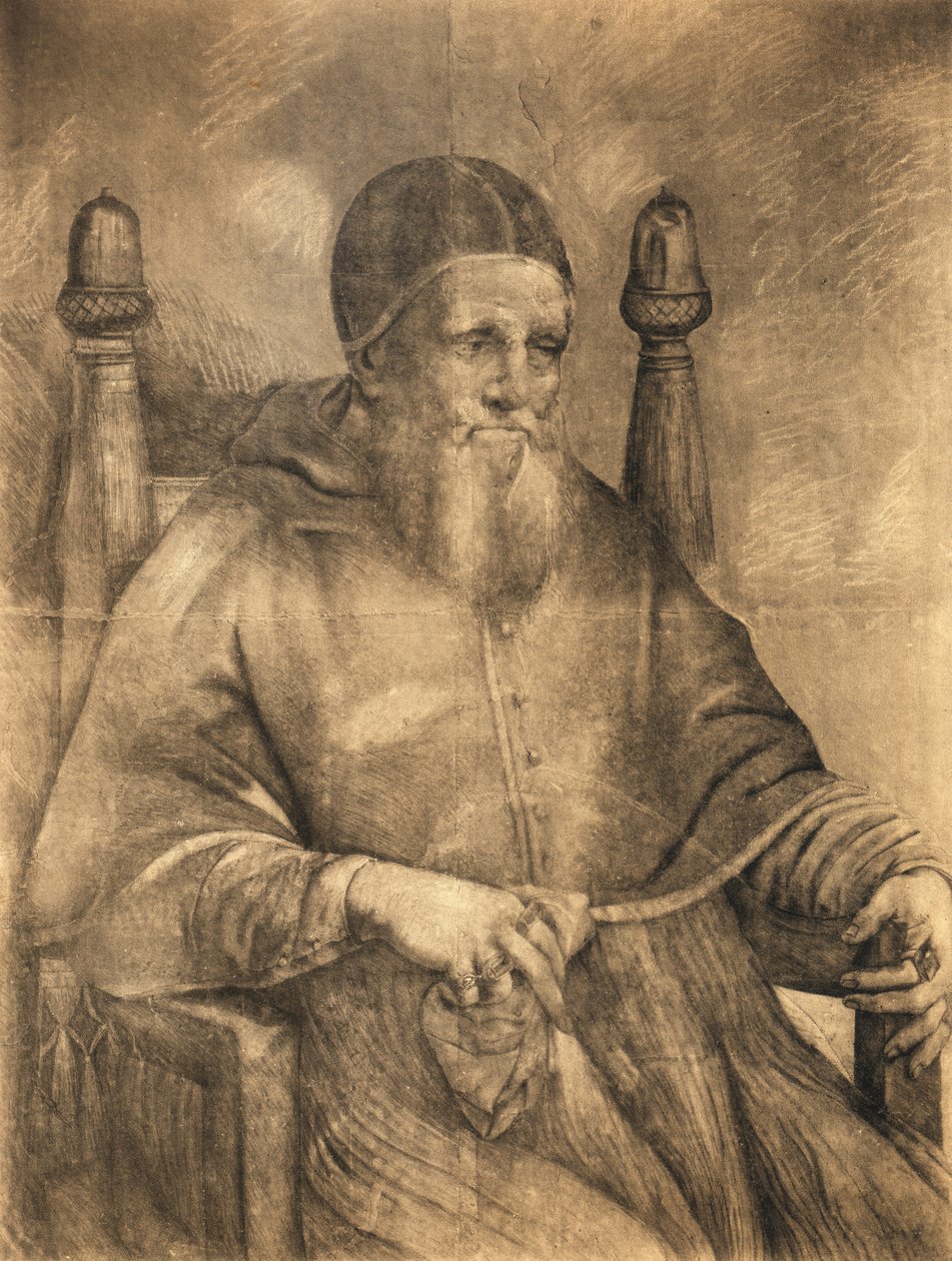 Studie för porträttet av påven Julius II, 1500-12 av Raphael