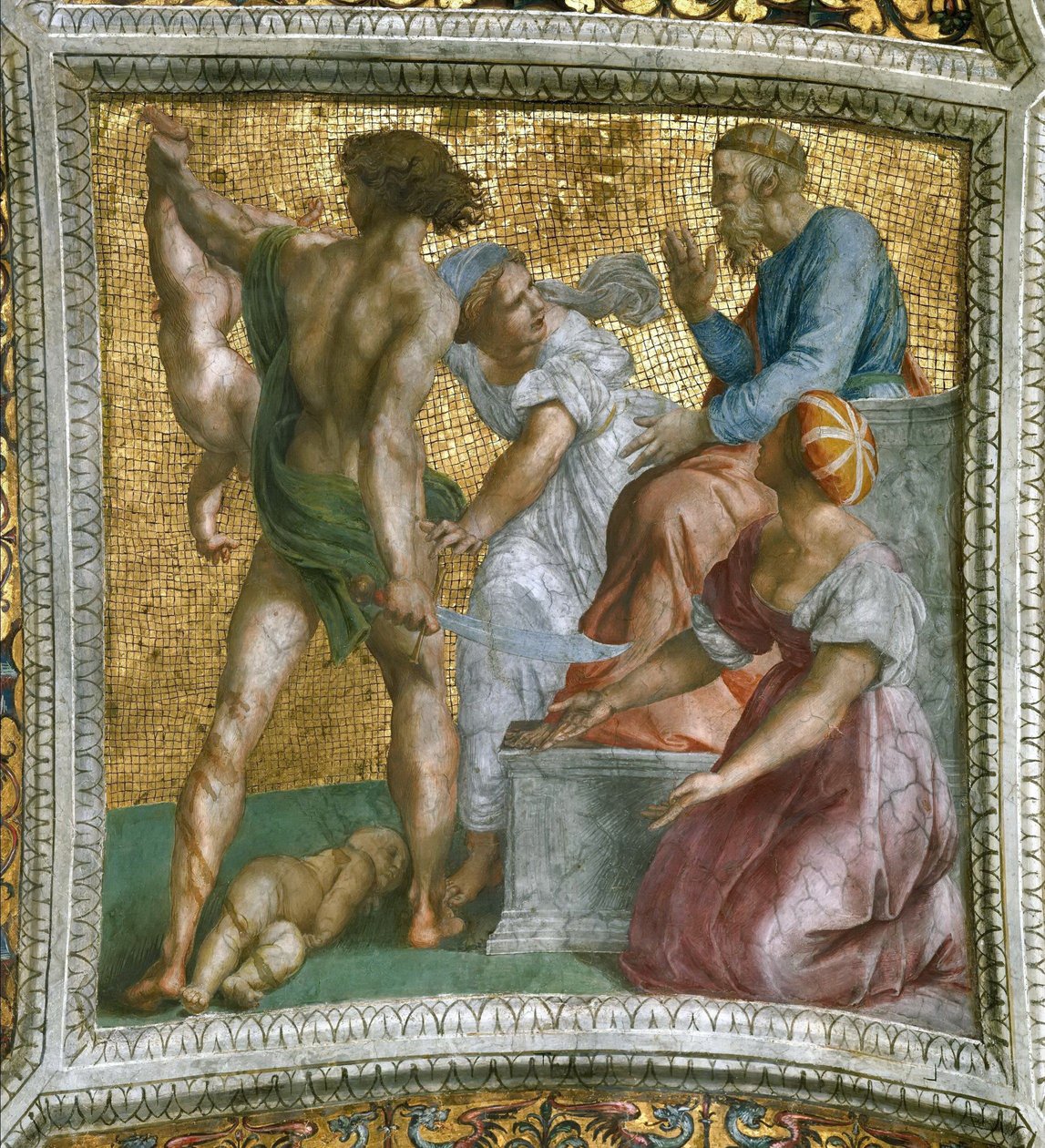The Judgment of Solomon Ceiling Fresco in Stanza della Segnatura, ca 1510-1511. av Raphael