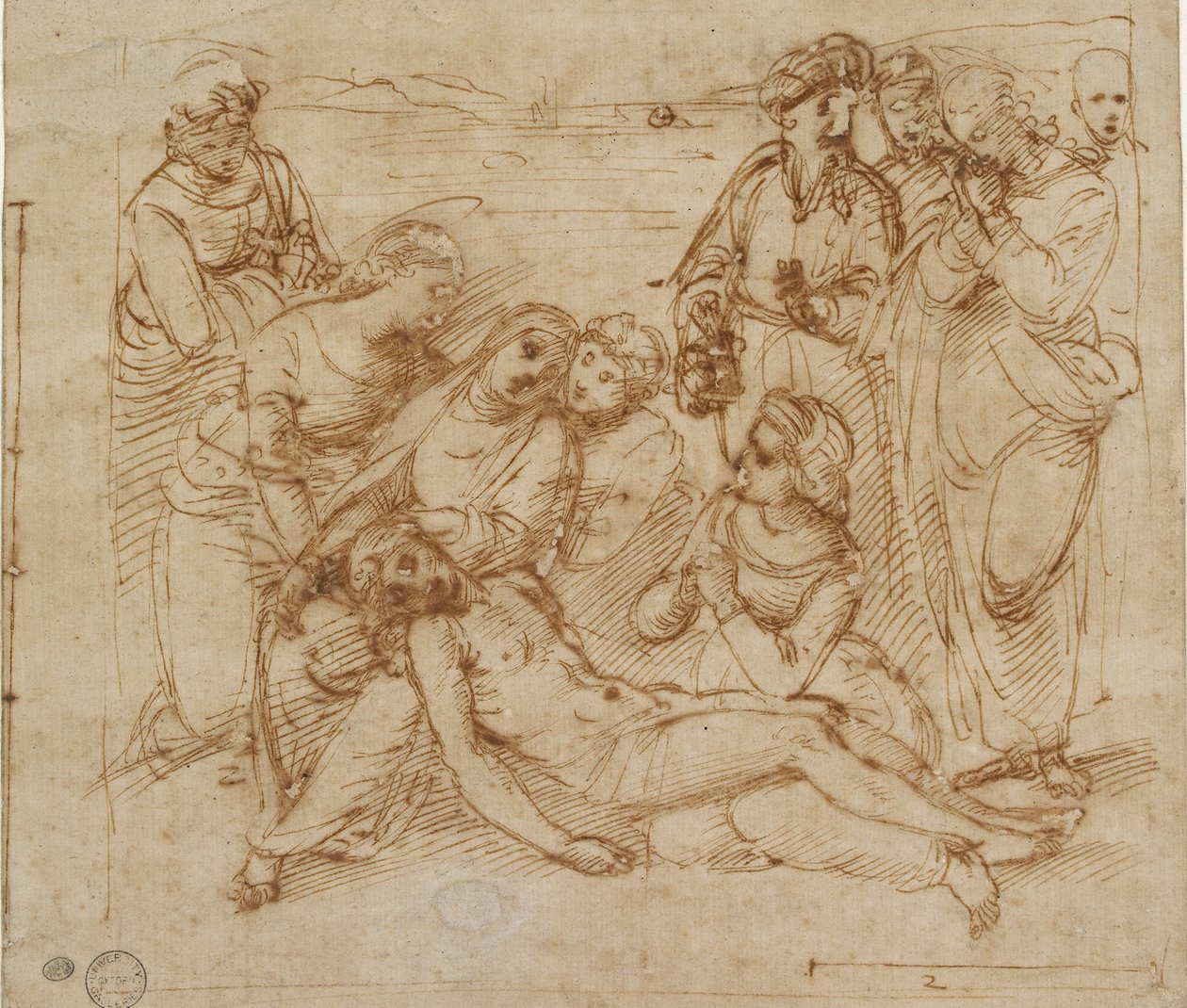 Lamentation study for the Entombment of Christ, tidigt 1500-tal av Raphael