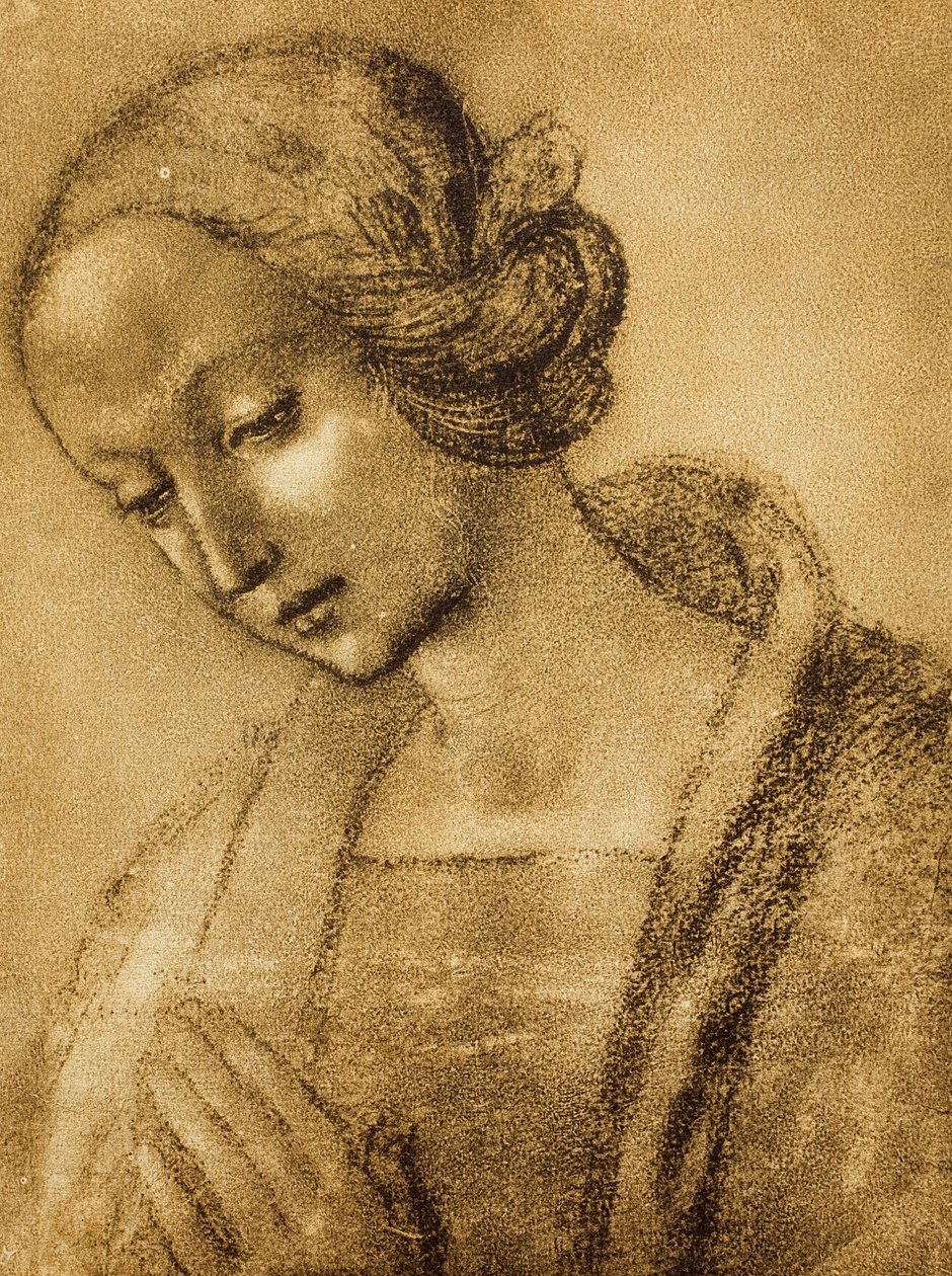 Jungfrun, teckning av Rafael. Cabinet of Drawings and Prints, Uffizi Gallery, Florens av Raffaello Sanzio Raphael