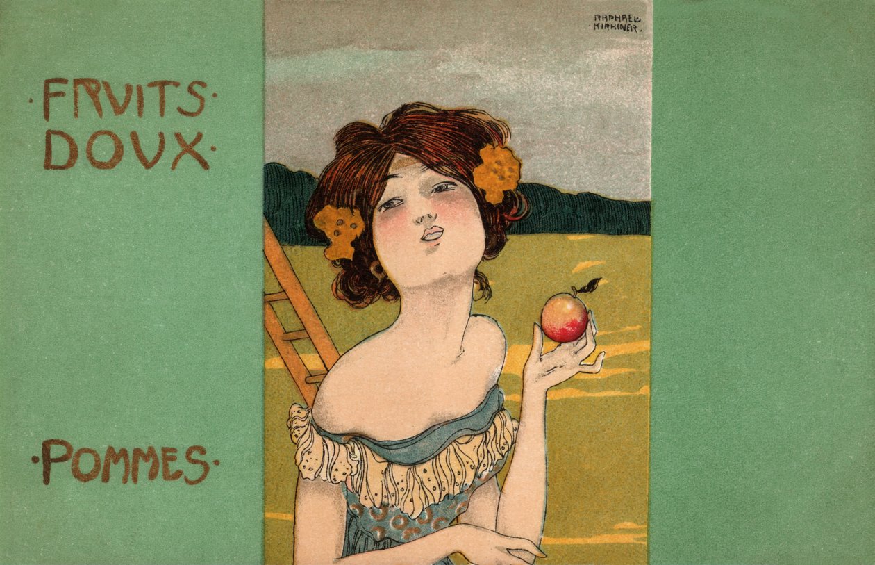 Äppelplockning, ca 1900 (illustration) av Raphael Kirchner