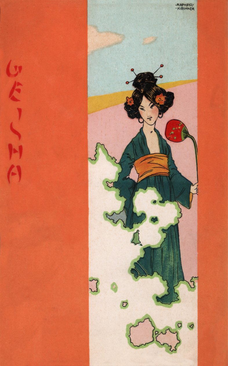 Geisha, ca 1900 (illustration) av Raphael Kirchner