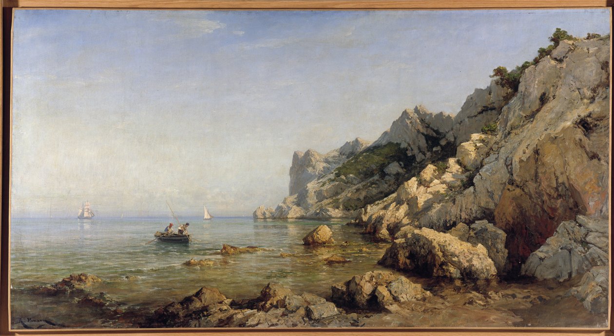 Sormiou Calanques kust nära Marseille (olja på duk). av Raphael Luc Ponson