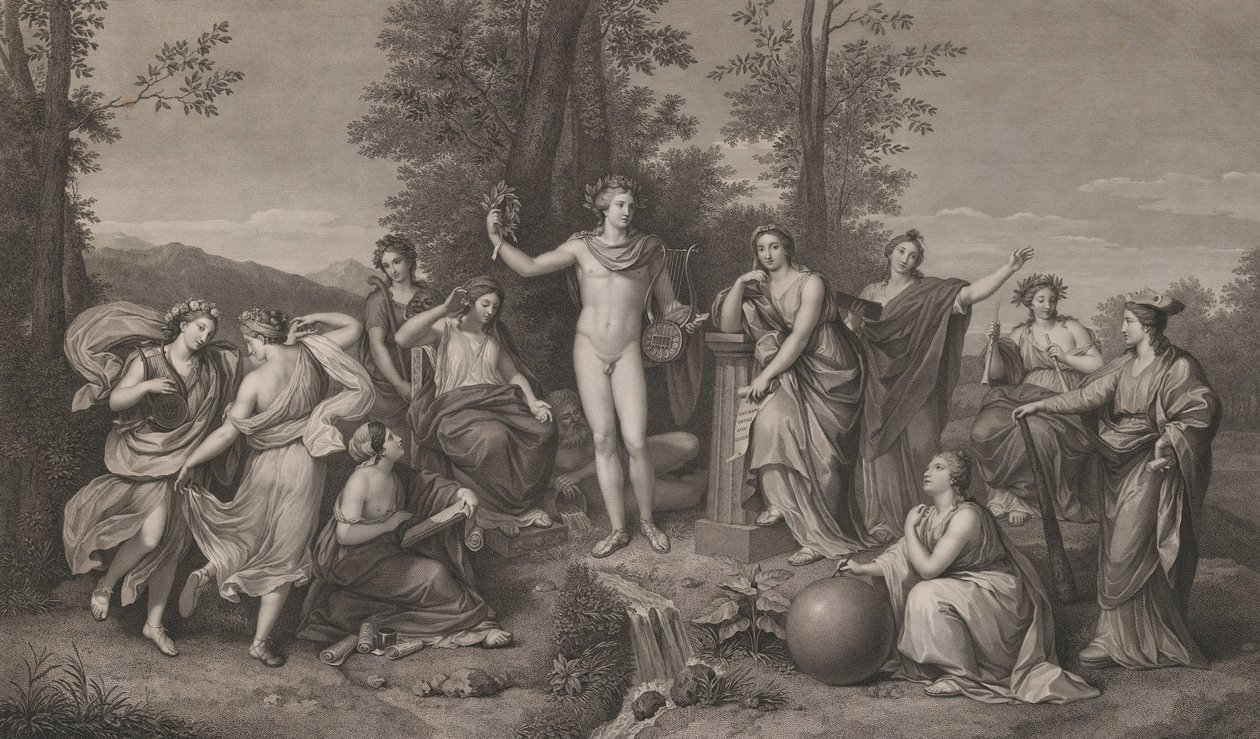 Apollon och muserna på Parnassus, 1784, 1784. av Raphael Morghen