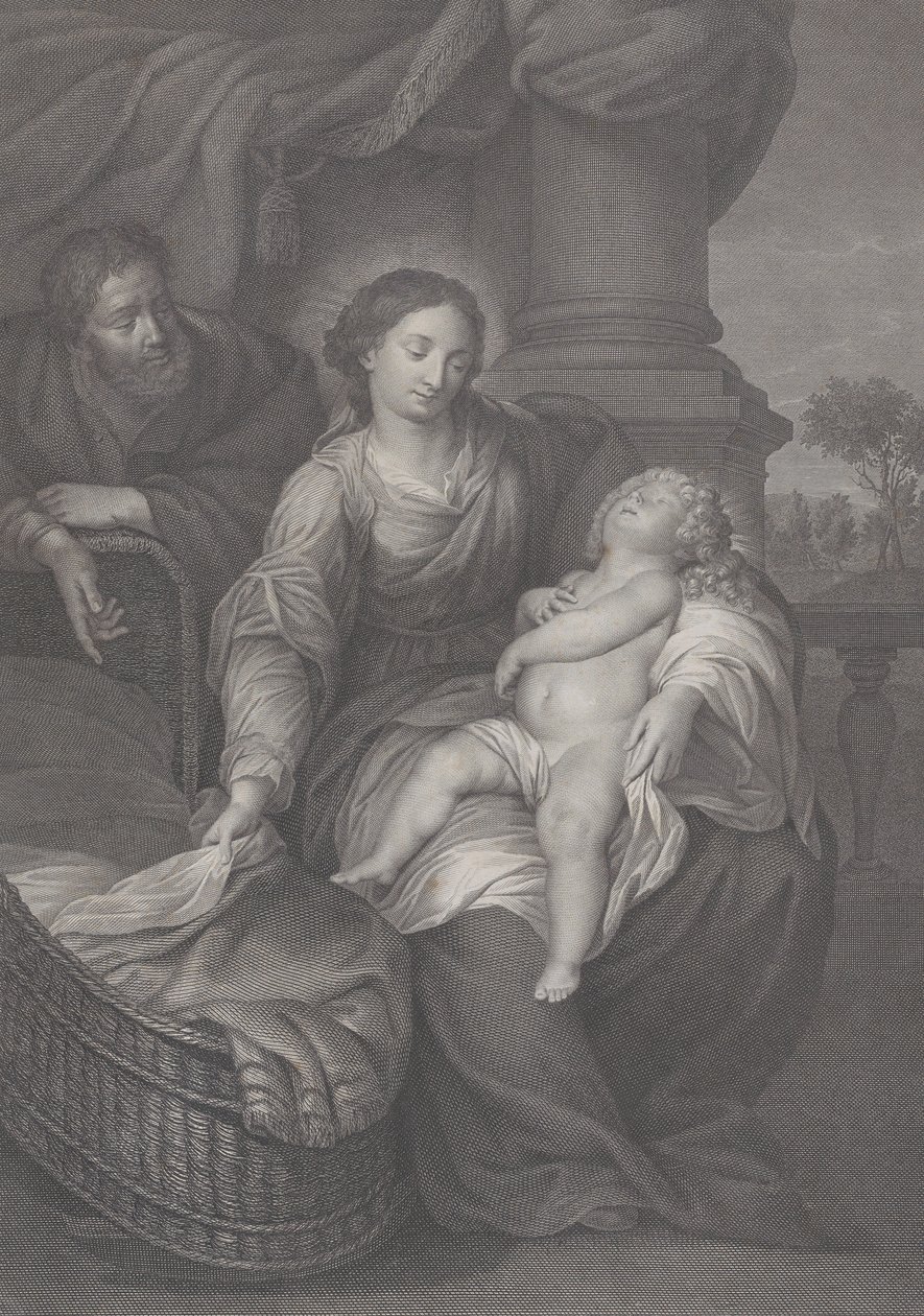 Den heliga familjen, med Kristusbarnet sovande i jungfruns knä, 1786 av Raphael Morghen