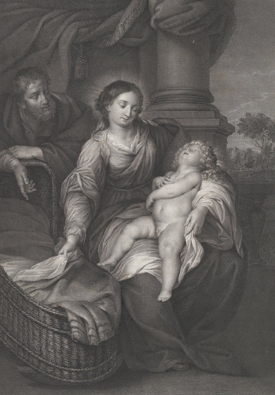 Den heliga familjen, med Kristusbarnet sovande i jungfruns knä, ca. 1778-86 av Raphael Morghen