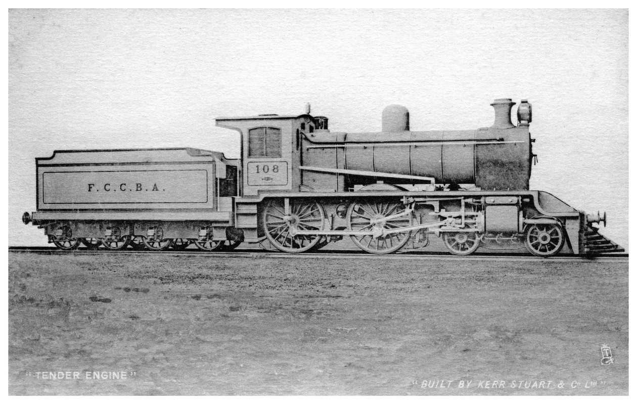 4-4-0 tender motor, ånglok byggt av Kerr, Stuart och Co, tidigt 1900-tal. av Raphael Tuck