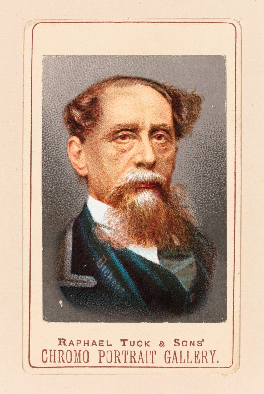 Tryck av Charles Dickens efter fotografi av Robert Hindry Mason av Raphael Tuck and Sons