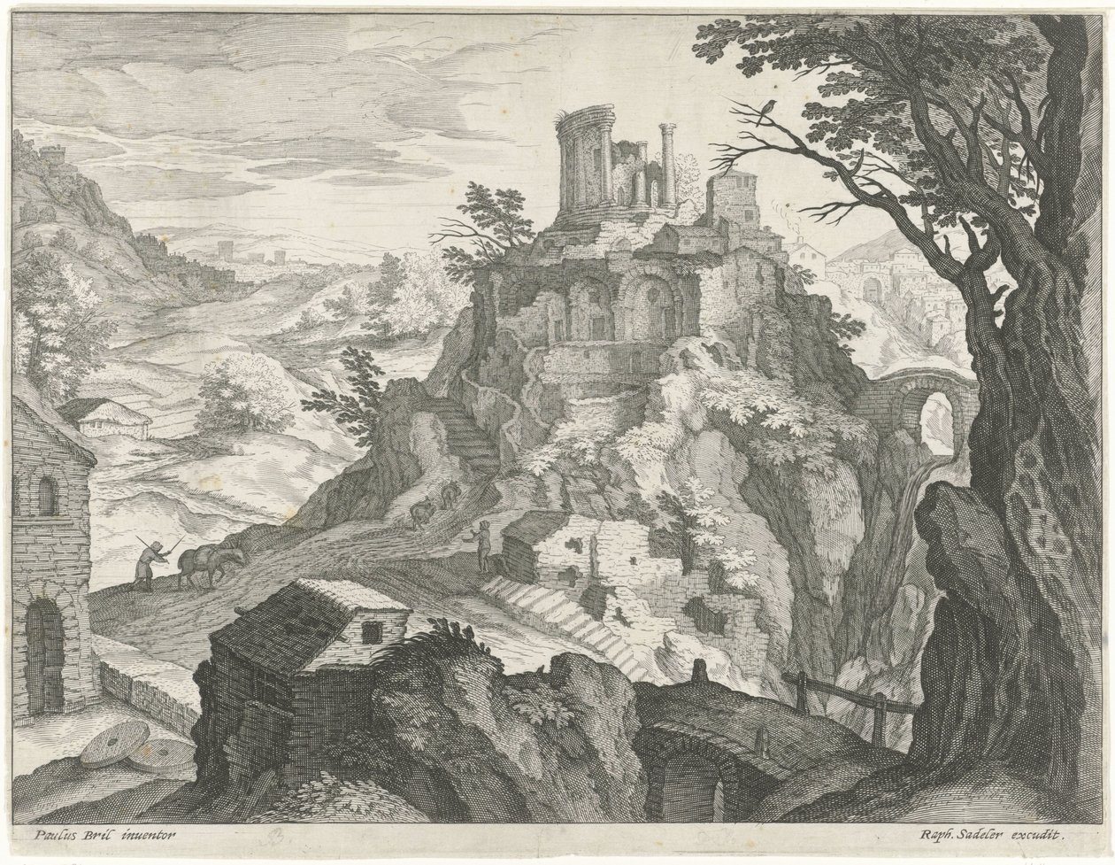 Landskap med Vestatemplet i Tivoli av Raphaël Sadeler (I) (attributed to)