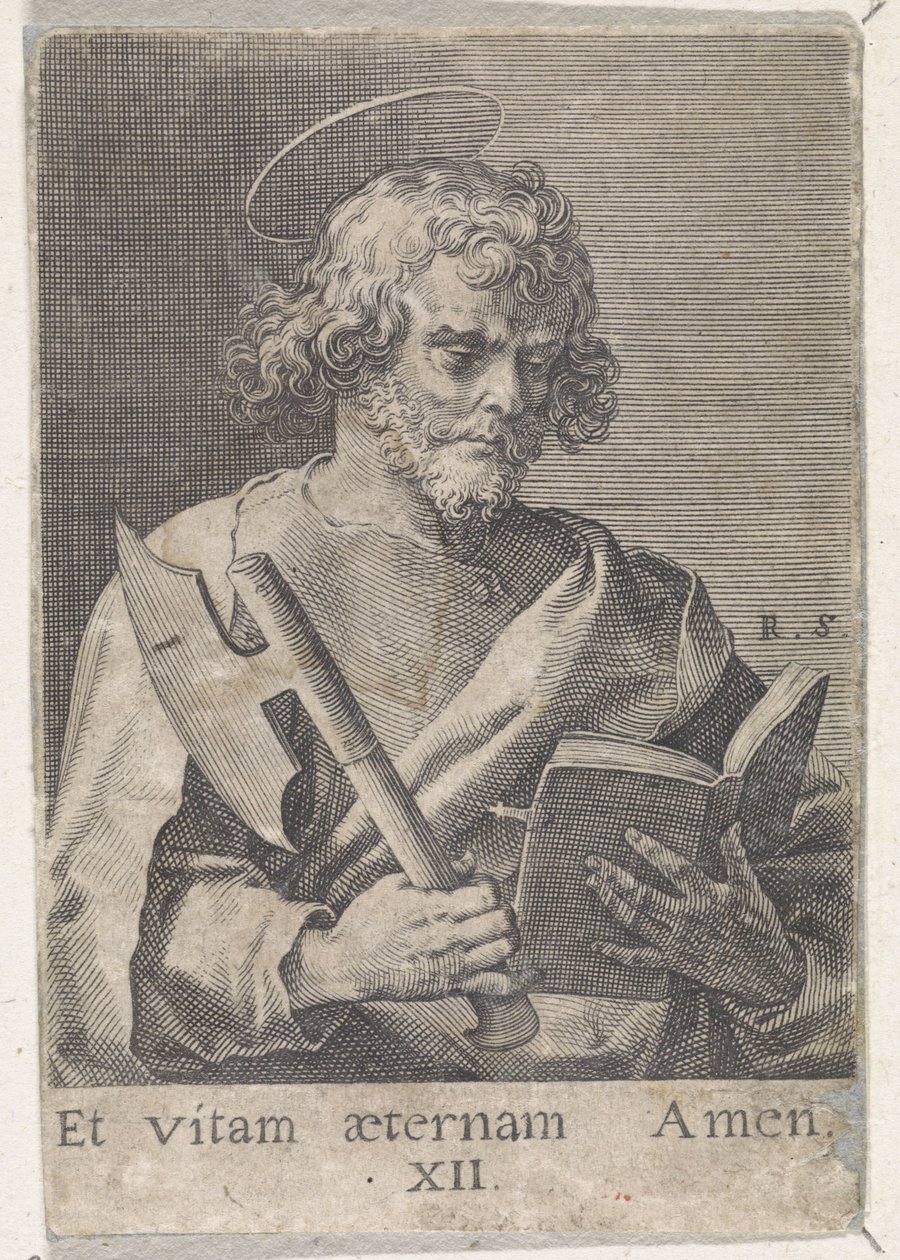 Aposteln Mattias Kristus, Maria och de tolv apostlarna (serietitel) av Raphaël Sadeler (I)