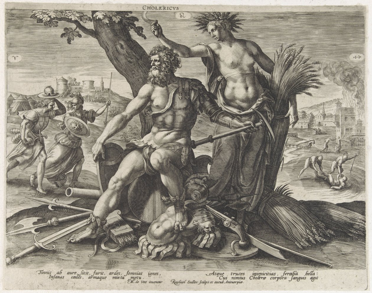 Cholerisch temperament (titel på objekt) Vier temperamenten (serietitel) av Raphaël Sadeler (I)