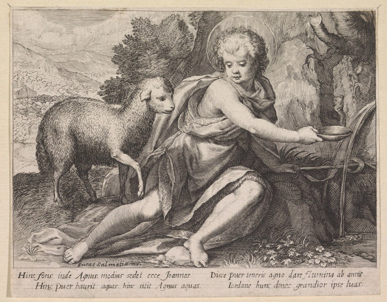 Johannes Döparen som ung man vid en brunn av Raphaël Sadeler (I)