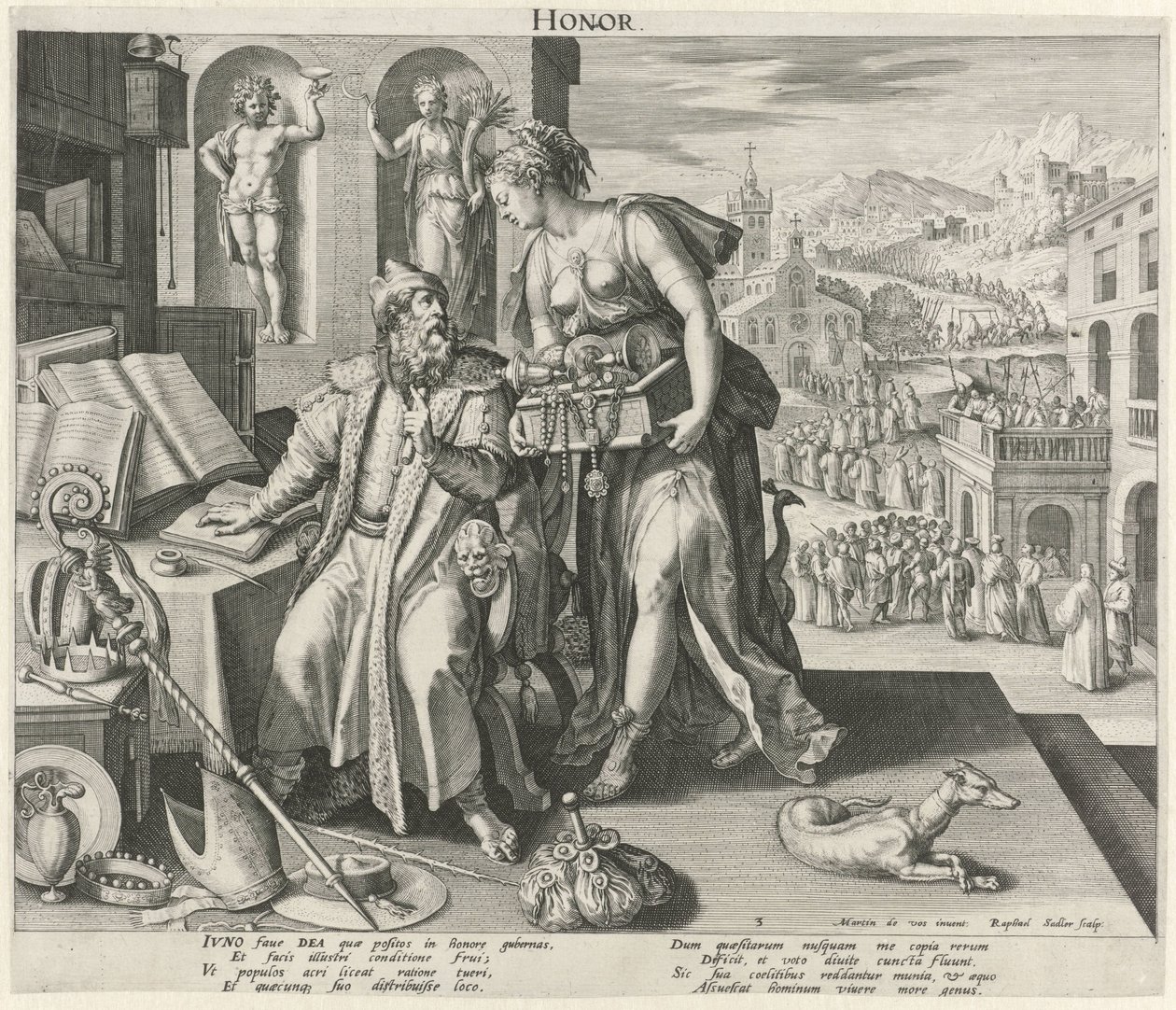 Medelåldern under hederns inflytande Honor (titel på objekt) The Four Ages (serietitel) av Raphaël Sadeler (I)