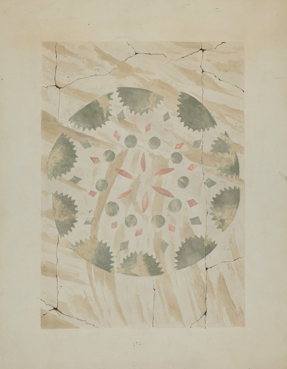 Detalj av stencilerad vägg, ca. 1937. av Ray Holden
