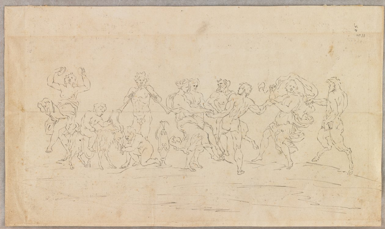 A Bacchanal (recto) (penna och svart bläck) av Raymond Lafage
