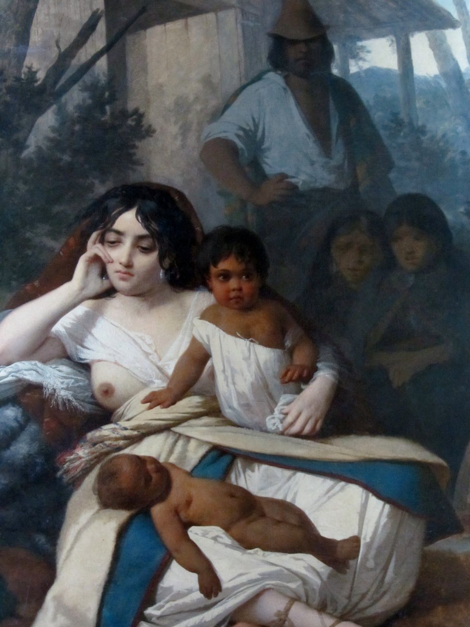 Elisa Bravo Jaramillo de Bañados, hustru till hövdingen eller Elisa Bravo i fångenskap (detalj) av Raymond Auguste Quinsac Monvoisin