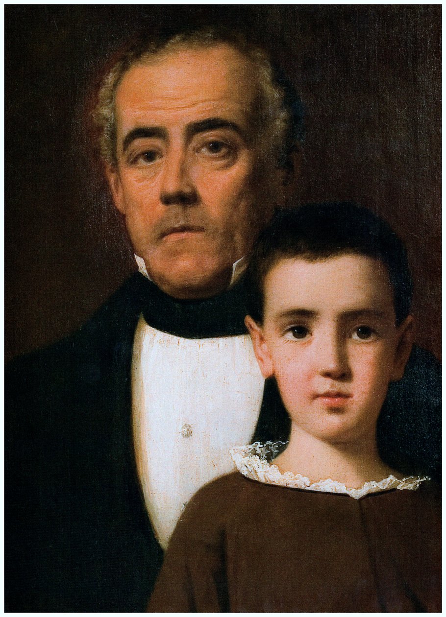 Porträtt av Rafael García de la Huerta och hans sonson av Raymond Auguste Quinsac Monvoisin