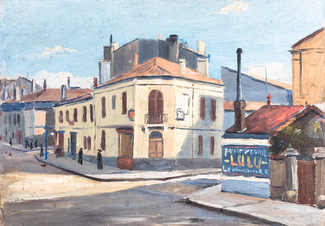 Rue a Bordeaux (olja på trä) av Raymond Bonnefon