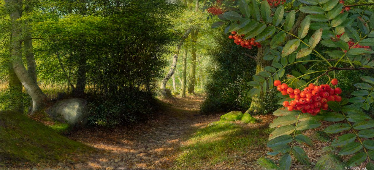September eftermiddag i utkanten av Adel Woods, 2004 (olja på papper, upplagd på duk) av Raymond Booth