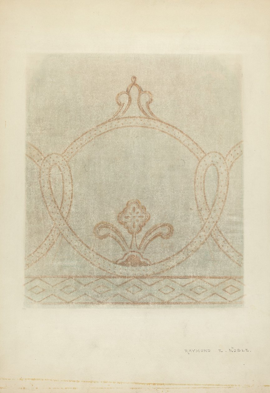 Väggmålning Restaurering Ritning, c. 1940. av Raymond E. Noble