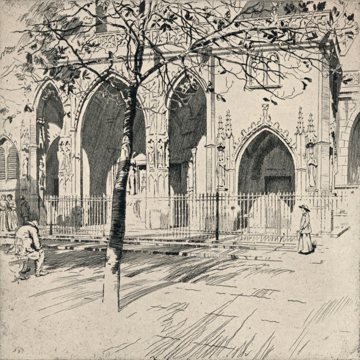 Fasad av kyrkan St Germain-lAuxerrois, 1915 av Raymond Ray Jones