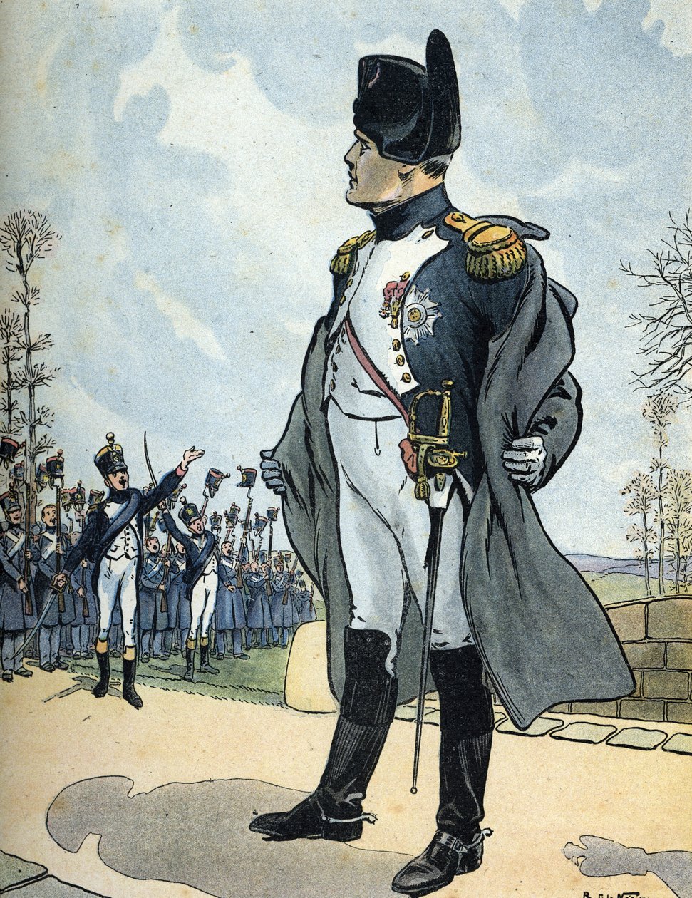 Porträtt av kejsar Napoleon I (1769-1821) som återvänder från exilen till Elba av Raymond de la Neziere