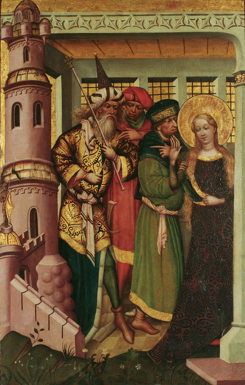 St. Barbara leds in i tornet av Regensburger Maler