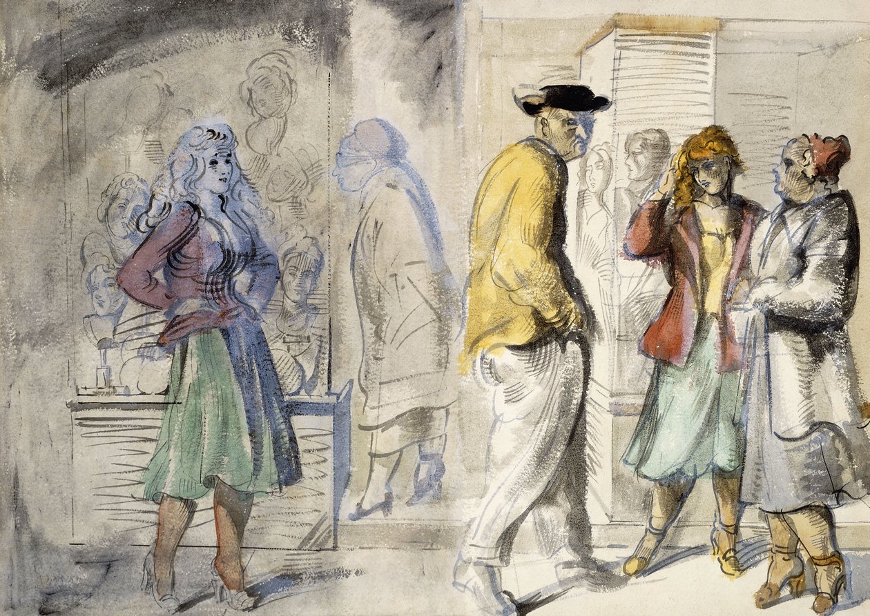 New Yorks gatuscener: En dubbelsidig akvarell av Reginald Marsh