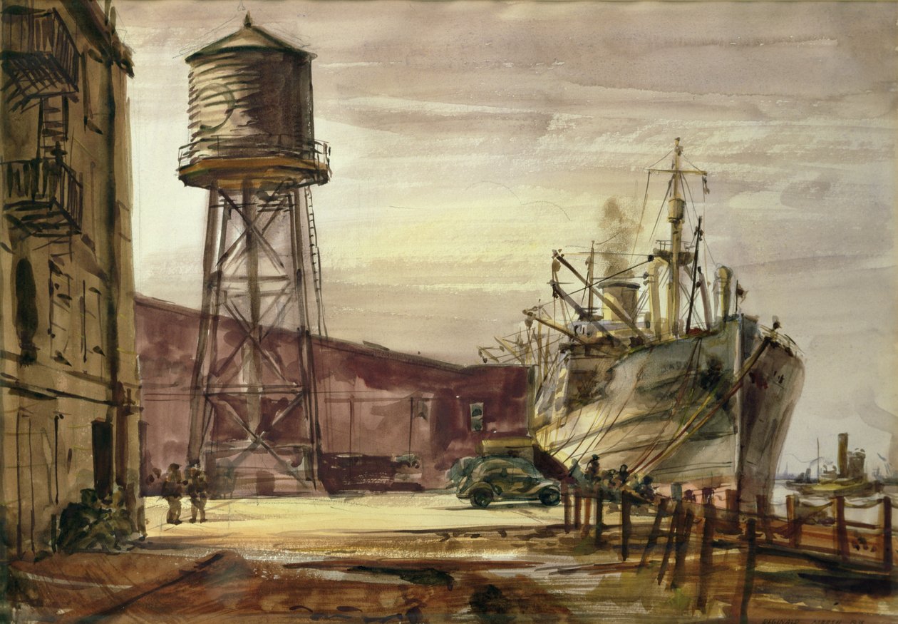 Port (akvarell på papper) av Reginald Marsh