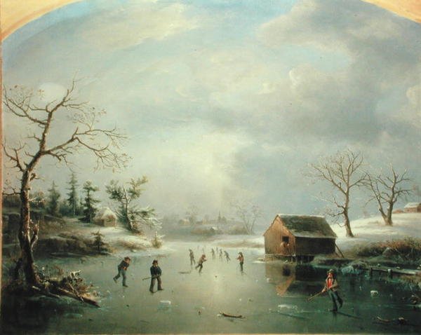 Skating Pond i Morristown, New Jersey (olja på duk) av Regis Francis Gignoux