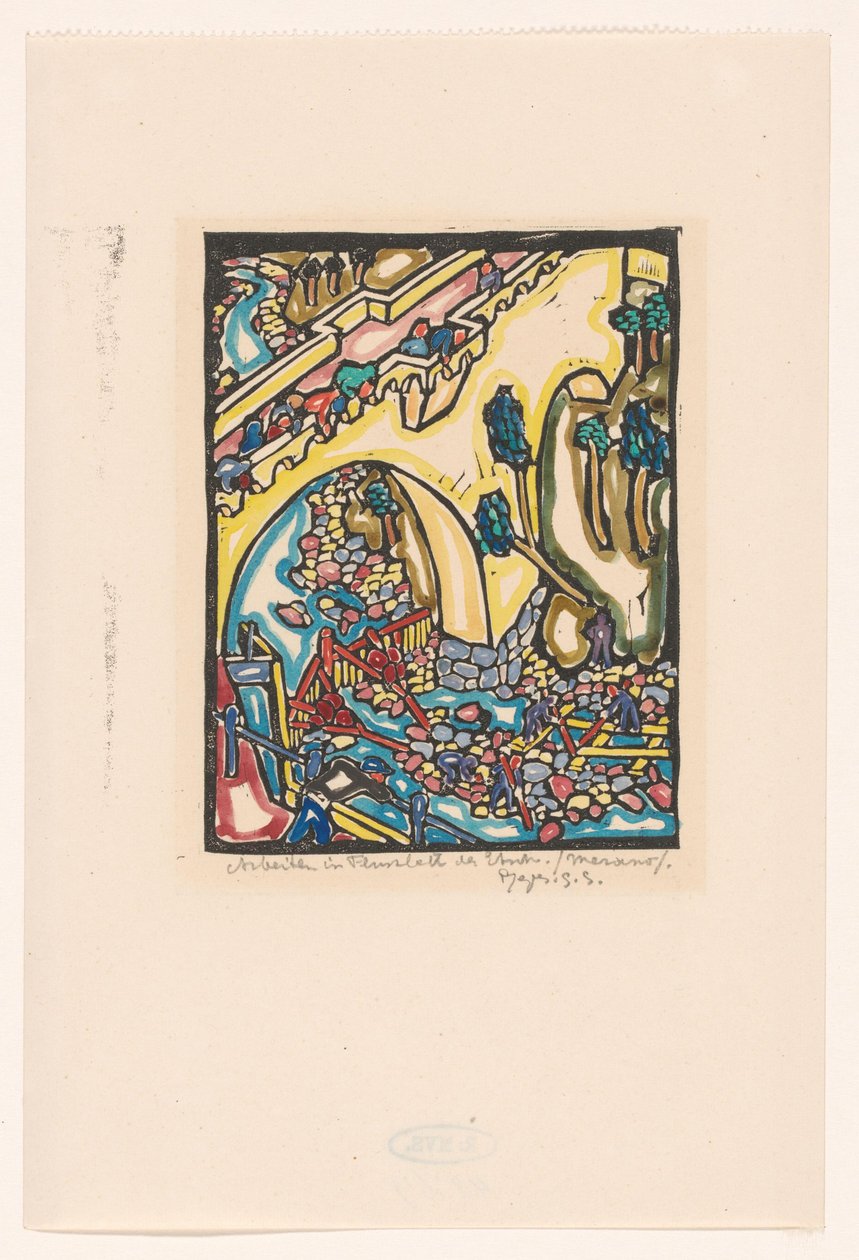 Arbeta i flodbädden i Adige (originaltitel på objektet) av Reijer Stolk (signed by artist)