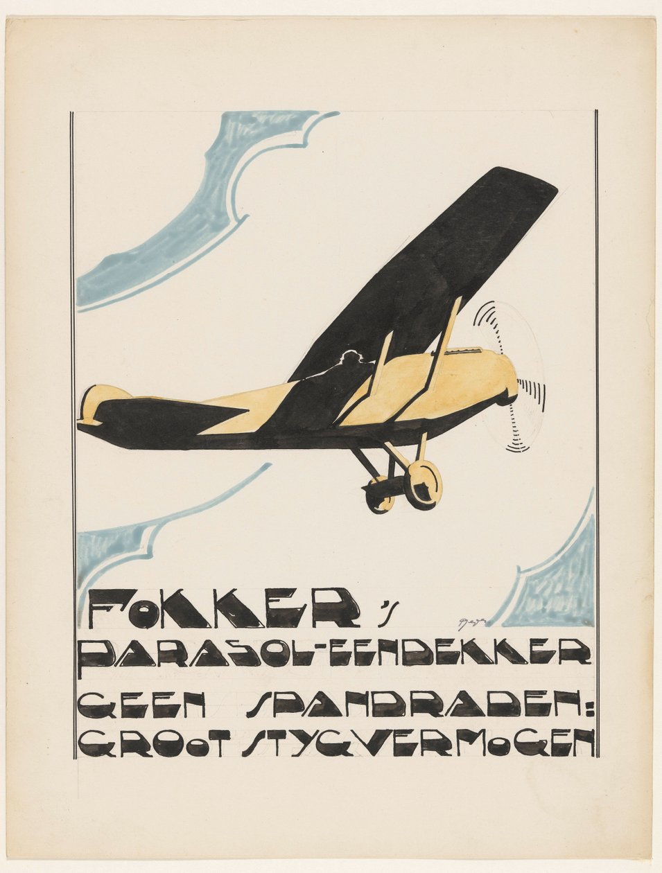 Fokkers parasoll monoplan. Inga spänningstrådar: stor stygg kraft (originaltitel på objekt) av Reijer Stolk (signed by artist)